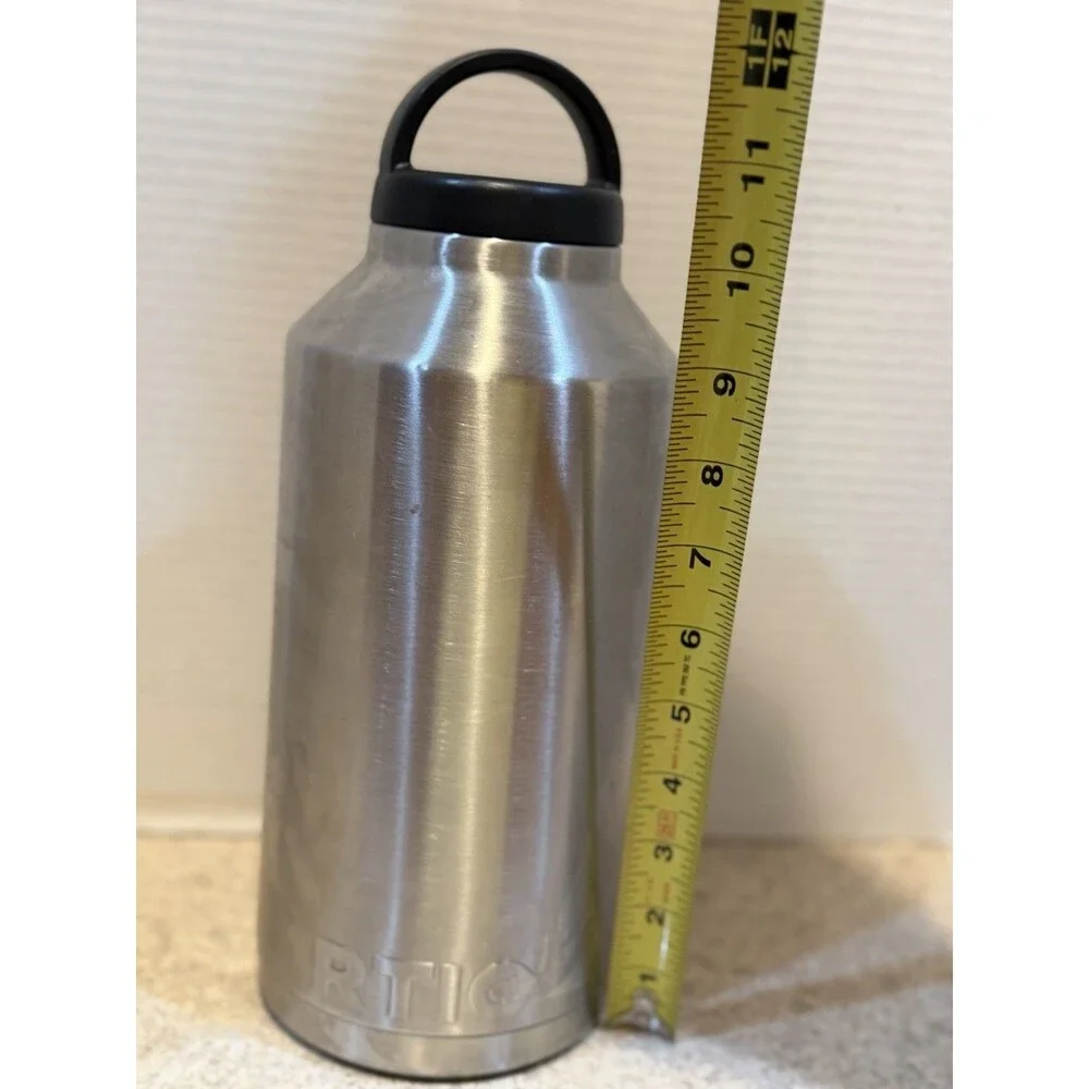 RTIC 64oz Stainless Steel Water Bottle Jug w/ Handle & Lid - Silver, Used